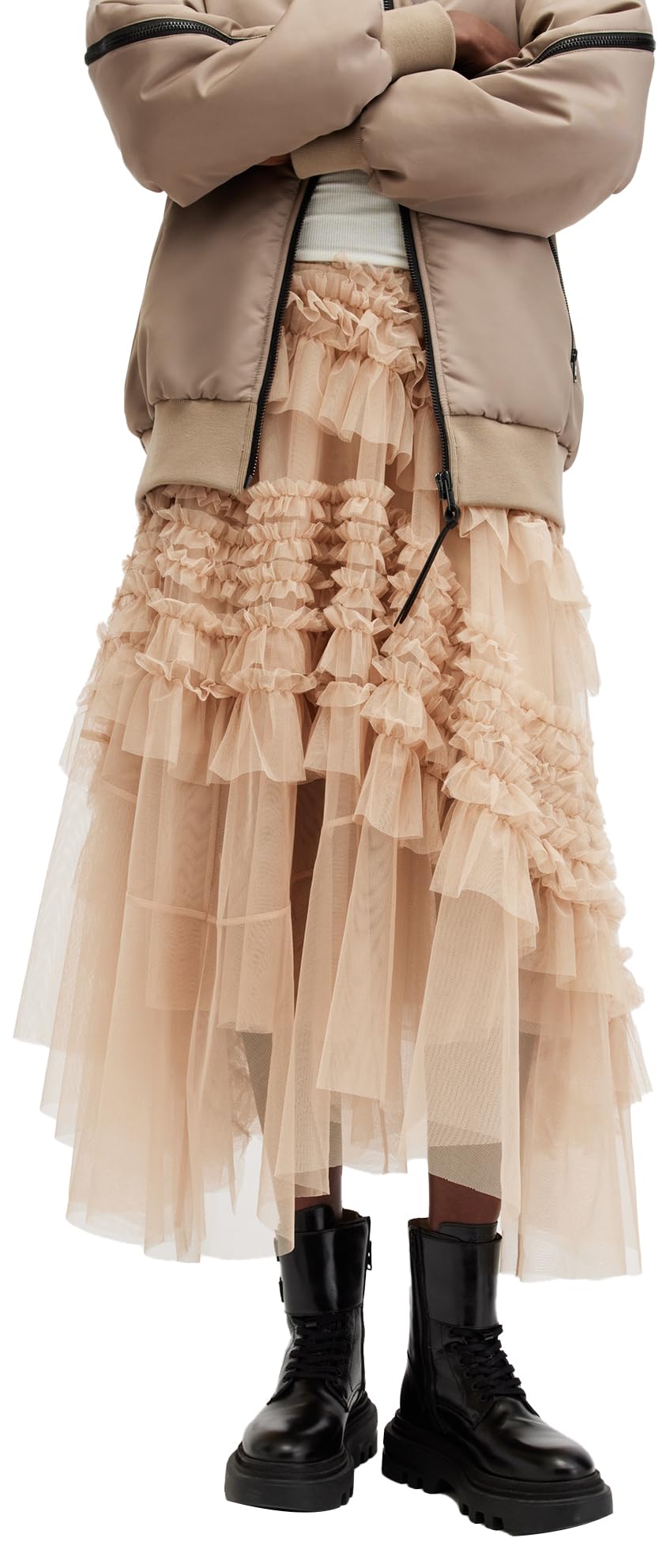 AllSaints Womens Jen Tulle Skirt Blush Pink UK 12/US 8
