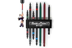 Rack-A-Tiers Rough-in Bit Kit - 7 pcs Driver Bit Set, Electrical Bits, Double Ended Impact Bits, Electrician Drill Bit Kit, E