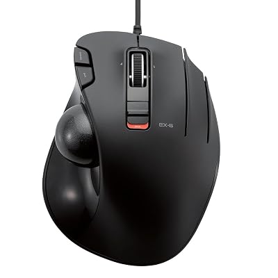 ELECOM M-XT3URBK Mouse Wired Trackball Grip 6 Button, Black