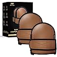 Super Soft Knee Pads for Work, Replaceable Inner Cushion Design, Leather Knee Pads for Construction, Flooring , Gardening, Cleaning, and Garage, Shorts Available rodilleras para trabajo, Beige.