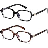 LIKSMU Blue Light Blocking Glasses for Woman Men Blue light Blocker Eyewear Trendy Rectangle Small Eyeglasses, 2pack