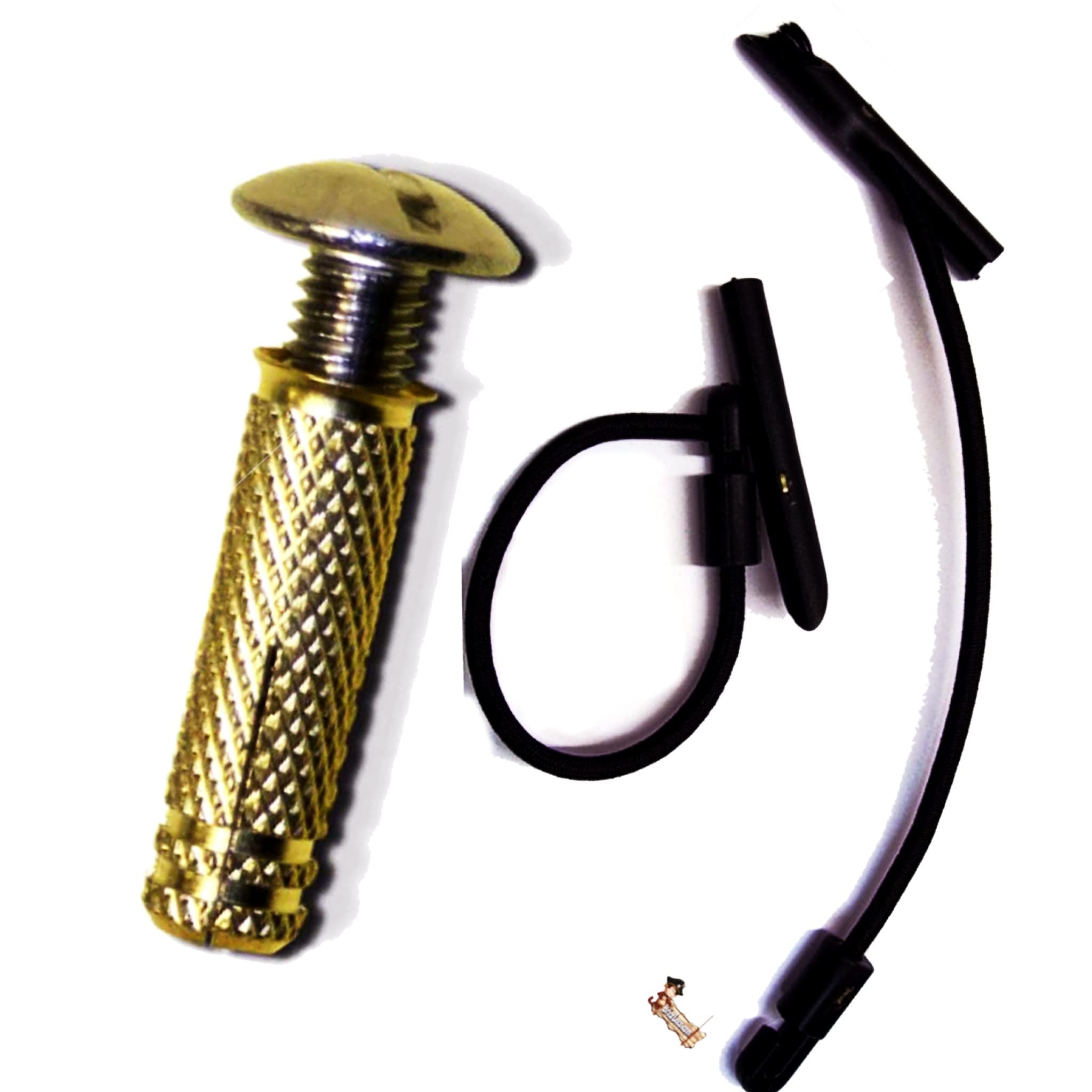 BricoLoco.com BricoLoco Brass Pool Cleats, Stainless Steel Screw A2 with Nylon Elastic Rubber | Anchor System for Retractable Pool Tarpaulin with Full Thread (20 Plugs, 20 Rubbers)