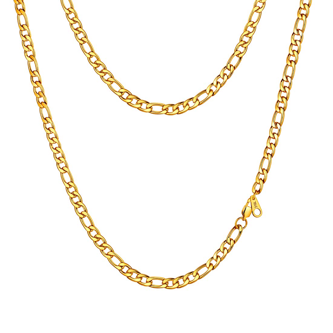 Figaro Chain Men 316 Stainless Steel 6mm Width Figaro Chains Mens 26 inches Necklace 18K Gold Plated Hip-Hop Jewelry SN2006K-26