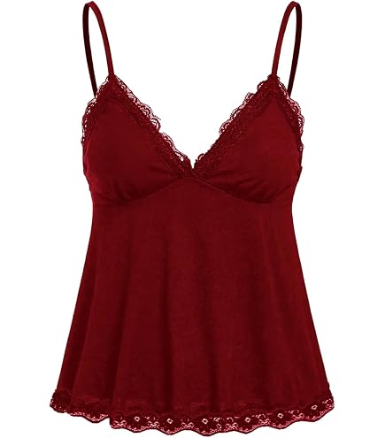 SOLY HUX Womens Y2K Lace Cami Sleeveless Striped Spaghetti Strap