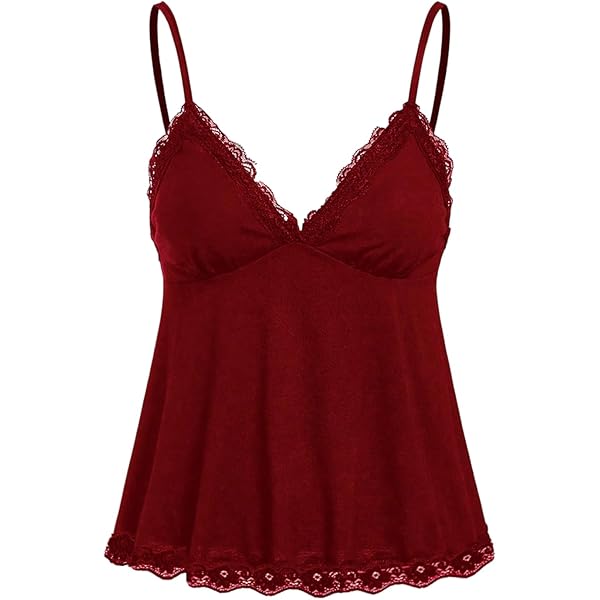 SOLY HUX Womens Y2K Lace Cami Sleeveless Striped Spaghetti Strap