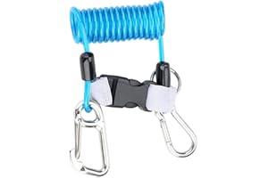 Lanyard Tauchen,Diving Coil Lanyard - Stainless Steel Spring Reef Hooks With Quick Release - Anti-Lost Safety Emergency Tool 