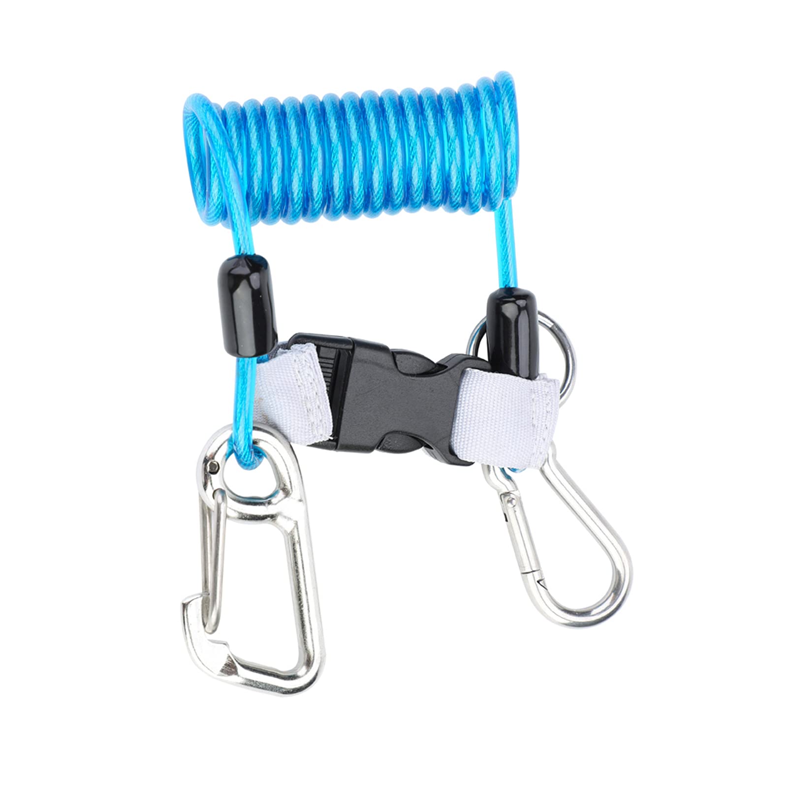 Tbest Stainless Steel Reef Hook - Anti Lost Spring Coil Lanyard Safety Emergency Tool with Quick Release (Blue)