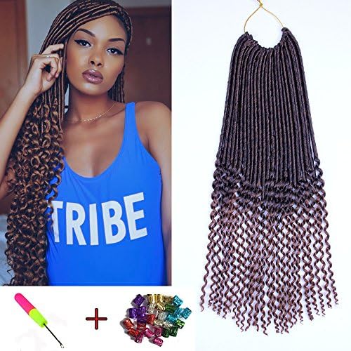 6Pcs 20inch Wavy Faux Locs Crochet Hair Goddess Locs Curly Faux Locs Soft Hair Deep Faux Locs Twist Braids Synthetic Braiding Hair Extension Crochet Braids(20 inch, T-30)