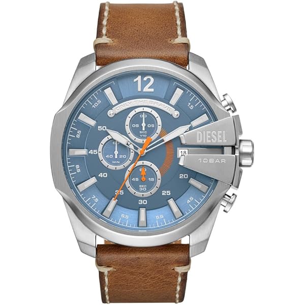 Amazon.com: Diesel Griffed Stainless Steel and Leather Chronograph