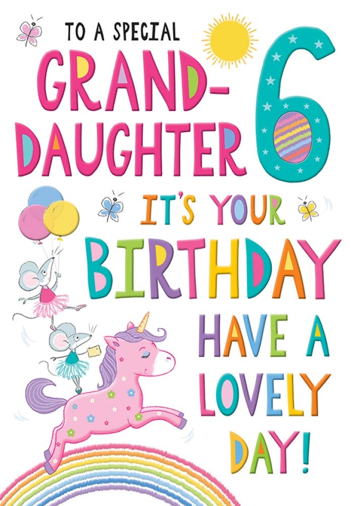 Regal Publishing Juvenile Birthday Card Age 6 Granddaughter - 9 x 6 inches,blue|yellow|pink|red|peach