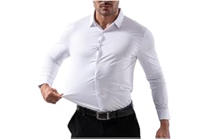 YHNNH Marcivo Dress Shirt, Marcivo Stretch Shirt, Men's Solid Long Sleeve Wrinkle-Free Casual Button Down Shirts