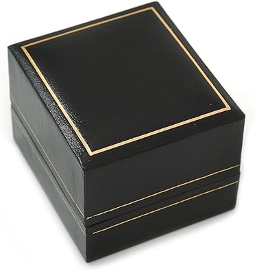 Avalaya - Caja de anillas de piel sintética negra: Amazon.es: Joyería
