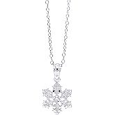 Charm America - Silver Snowflake Necklace- 925 Sterling Silver- Silver Adjustable Necklace 16"-18"