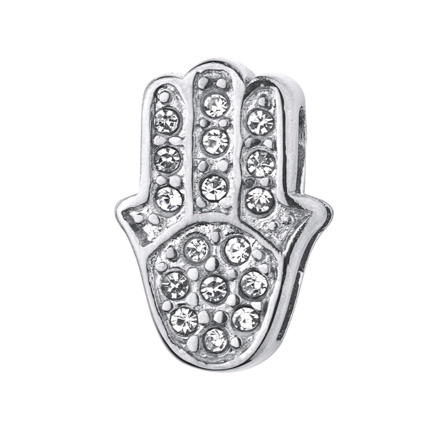 Kistanio - Brilliant Hamsa Hand Charm for Mesh Bracelet | Hand of Fatima Charm | Charm Bracelet Charms, Cubic Zirconia,
