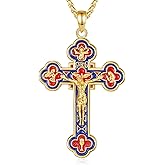 EUDORA 925 Sterling Silver St Benedict/St Michael/St Christopher/Archangel Raphael Gabriel Metatron/Virgin Mary/St Joseph/St Anthony Crucifix Pendant Bible Verse Prayer Necklace Jewelry for Men Women