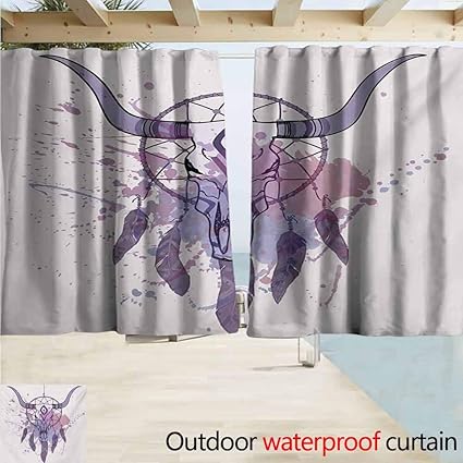 Amazon Com Andytours Indoor Outdoor Curtains Feather Bull Skull