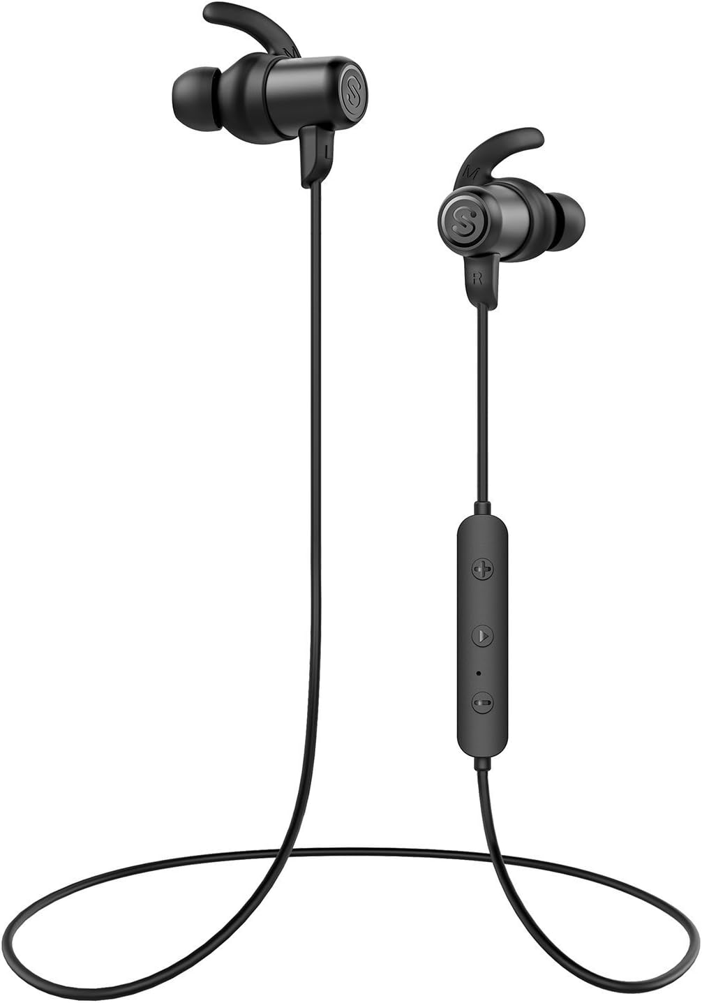 SoundPEATS Magnetic Wireless Earbuds Bluetooth Headphones Sport in-Ear Sweatproof Earphones with Mic (High Fidelity Sound, IPX6, Bluetooth 4.1, aptx, 8 Hours Play Time, Secure Fit Design)- Black