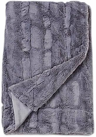 Embossed Faux Mink Blanket in Grey