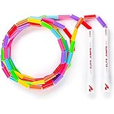 Beaded Kids Exercise Jump Rope - Segmented Skipping Rope for Kids - Durable Shatterproof Outdoor Beads - Light Weight and Tan