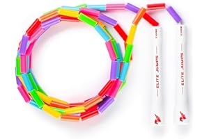BUYJUMPROPES Beaded Kids Exercise Jump Rope - Segmented Skipping Rope for Kids - Durable Shatterproof Outdoor Beads - Light Weight and Tangle Free Exercise Training - Easily Adjustable Kids Jump Rope for Fitness
