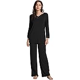 GYS Women's Pajama Sets Viscose from Bamboo Lace Trim Long Sleeve Sleepwear Soft Pjs Lounge Sets with Pockets
