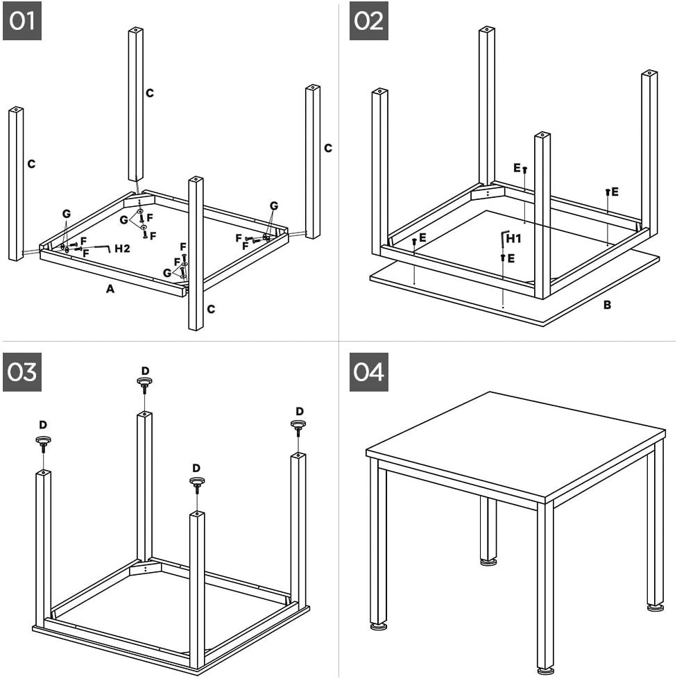 Roomnhome Bistro Table/Bar Table, 31.5"/47'' Dining, Solid Metal Frame, Sturdy Table/Bar Table with MDF Top with 29.5" / 33'' Height (Indoor Use Recommended) (Table/Oak White): Kitchen & Dining