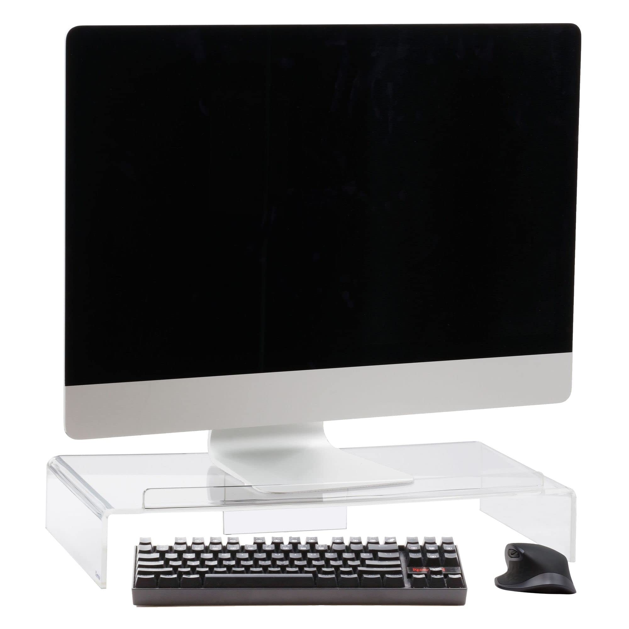 Kantek Acrylic Onitor Stand With Keyboard Storage, Holds Up To 50