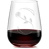 Alterf Unique Monogrammed Stemless Wine Glasses - Personalized with Letter S Initial, 16 Oz Capacity, Handcrafted Crystal Stemless Glasses with Engraved Initials - Ideal Wine Gifts for Women, Men