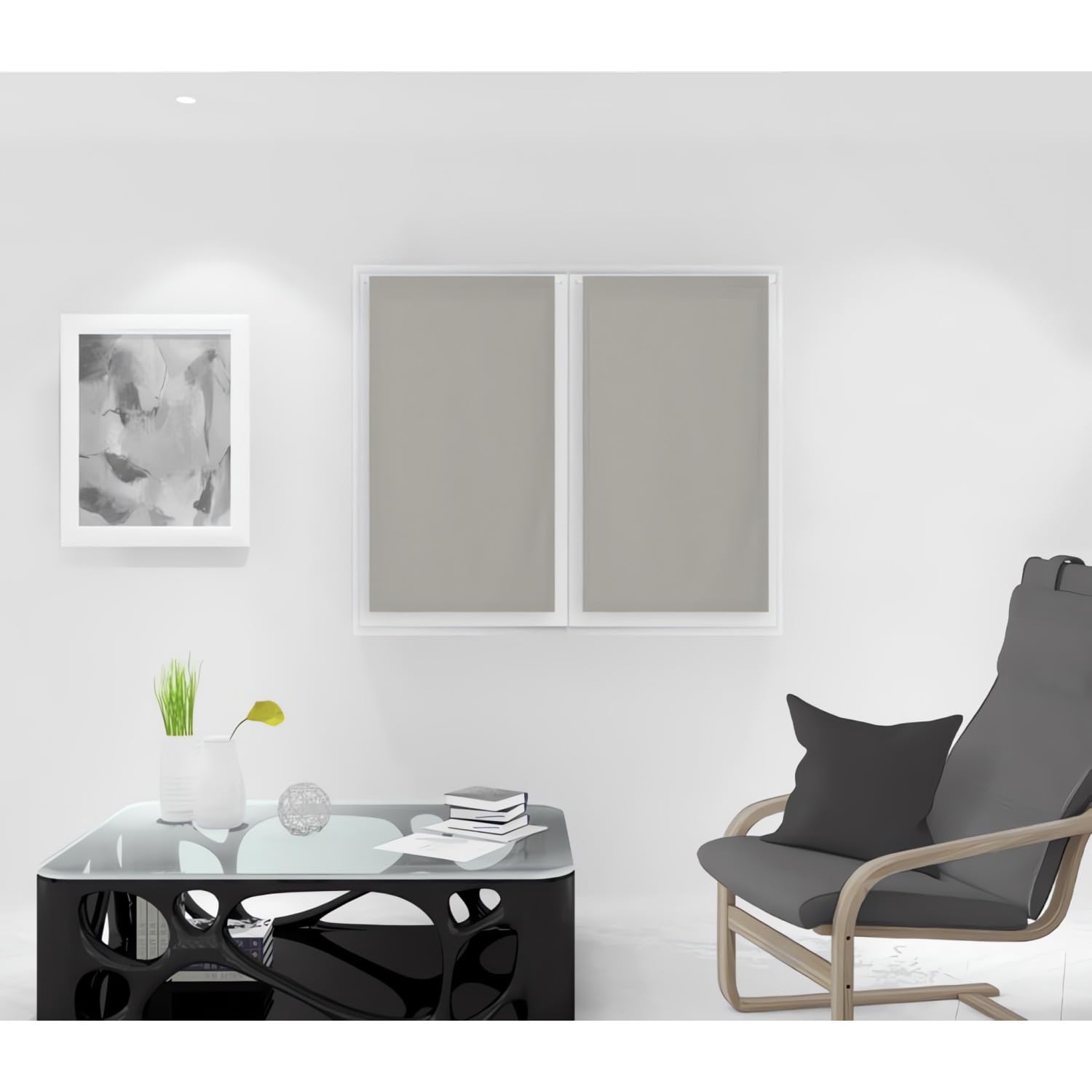 Soleil d'ocre Net Curtain, Voile, Polyester, Ivory, H90 x B45 cm (2er Pack)