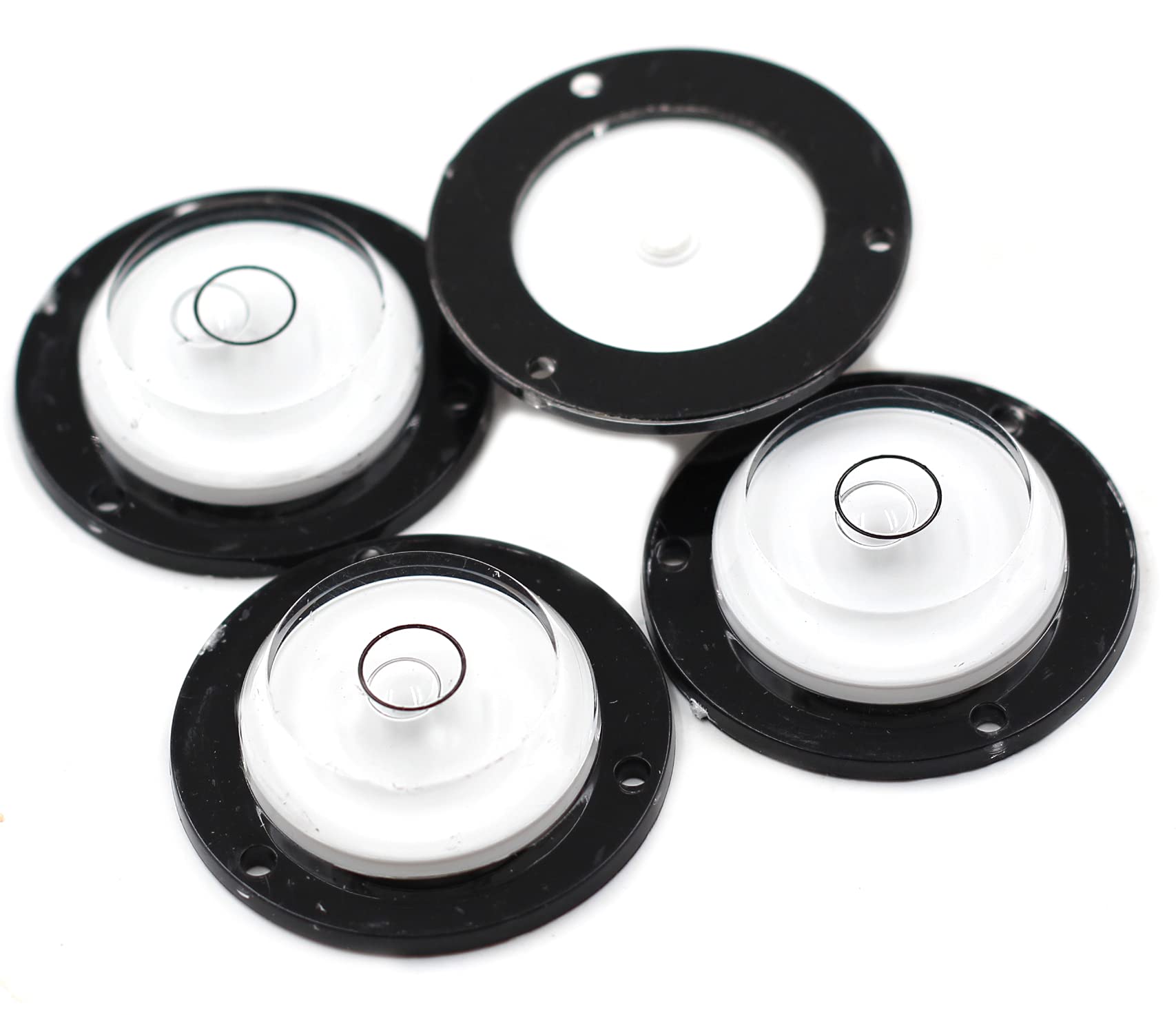 Chiloskit 4 Pcs 43mm Mini Bullseye Bubble Level Spirit Level Plastic Circular Level Clear Liquid for RV Tripod with Mounting Hole