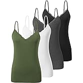 Vislivin Plain Camisole for Women Lace Tank Tops V Neck Adjustable Cami Sexy Undershirts 4 Pack