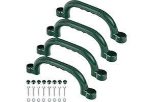 TURFEE 4 Pack Playground Safety Handles Set, Swing Set Kids Safety Hand Grips for Playset, Green Grab Handle Safety Bars for Kids Outdoor Games, Jungle Gym, Climbing Frame, Play House Handles