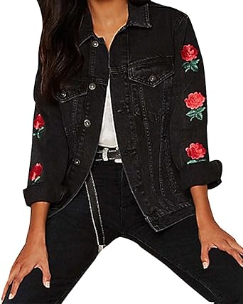 jean jacket with roses
