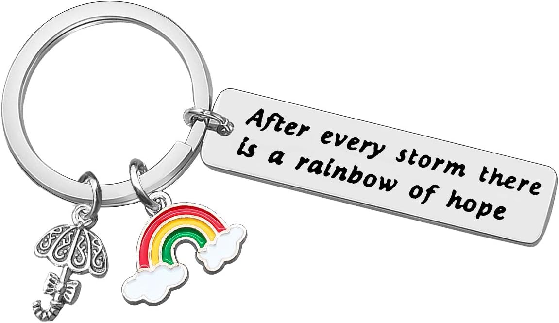 Inspirational Keyring Encouragement Gift After Every Storm There is A Rainbow of Hope Keychain Inspirational Gift for Women Birthday Graduation Gifts for Son Daughter Christmas Gifts for Best Friend
