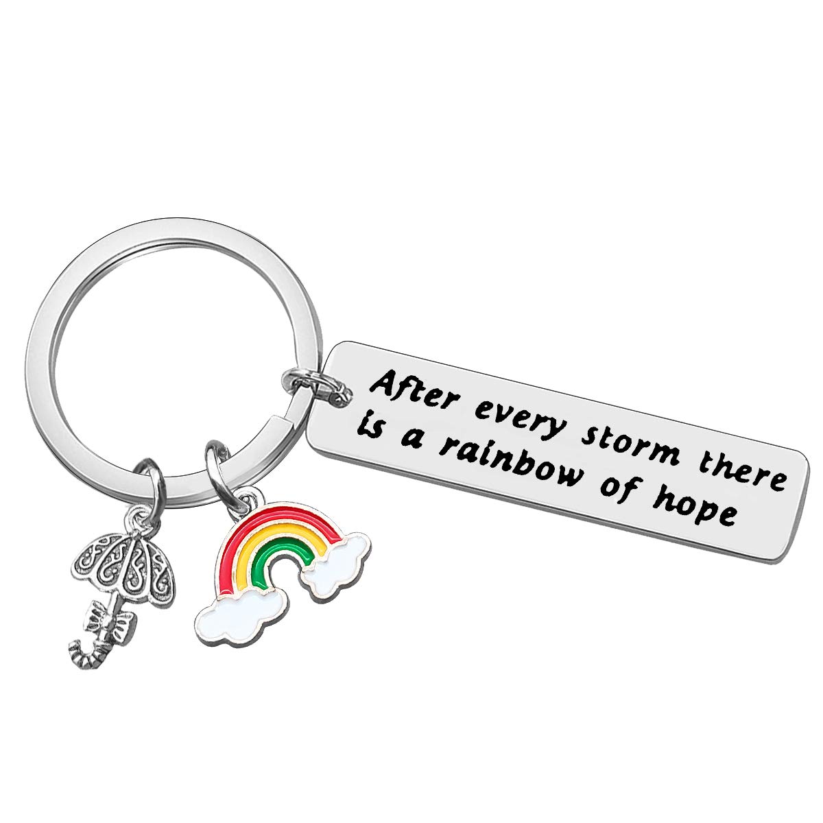 Inspirational Keyring Encouragement Gift After Every Storm There is A Rainbow of Hope Keychain Inspirational Gift for Women Birthday Graduation Gifts for Son Daughter Christmas Gifts for Best Friend