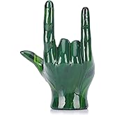 LCCCK Emerald Green Hand Gesture Decor Statue, Modern Home Decor Accent Peace Sign Decor and Loving Sign Language Decor, for Music Room, Countertop, Dining Table, Bookshelf, Aesthetic Decoration