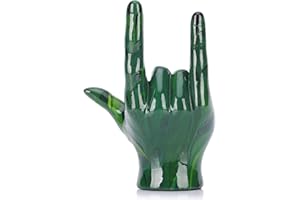 LCCCK Emerald Green Hand Gesture Decor Statue, Modern Home Decor Accent Peace Sign Decor and Loving Sign Language Decor, for Music Room, Countertop, Dining Table, Bookshelf, Aesthetic Decoration