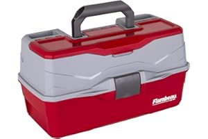 Flambeau Outdoors 6383TB 3-Tray Tackle Box - Classic Fishing Lure Storage Organizer, Large Portable Tackle Box, 32 Tray Compartments, Red/Gray
