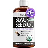 USDA Organic Black Cumin Seed Oil Liquid (8 fl oz) Premium Cold-Pressed Nigella Sativa Producing Pure - Antioxidant Supplement - Vegan, Gluten-Free, & Non-GMO (No Pills or Capsules)