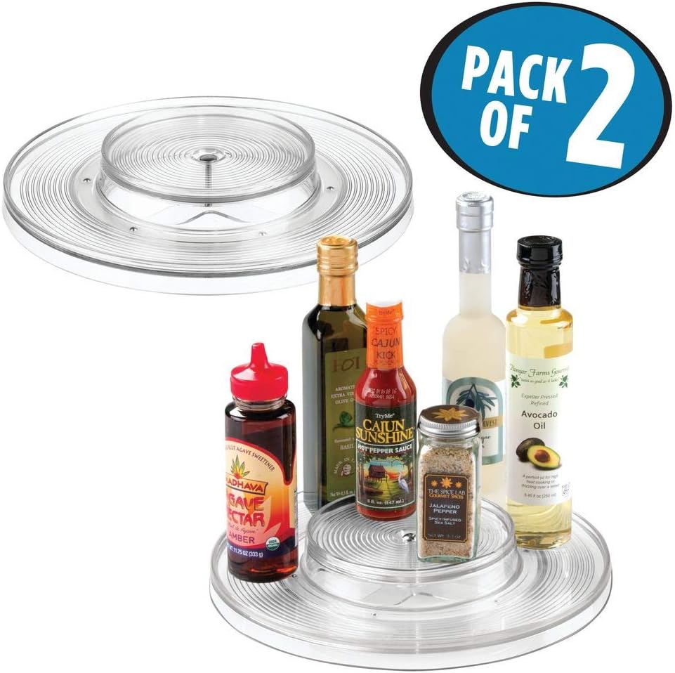Amazon Com Mdesign Plastic Spinning 2 Tier Lazy Susan Turntable
