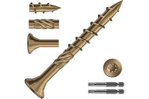 SG TZH #8 x 1-1/2" Deck Screws (322Pcs) 2lb. Carbon Steel, Yellow, Flat Head, Rust Resistant epoxy Coated, with T25 Star Bit