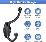 GlazieVault Black Coat Hooks for Wall Zinc Alloy 10 Pack Heavy Duty view 2