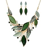 Mycitta Vintage Chunky Statement Jewelry Set Retro Leaf Floral Geometric Bohemian Boho Bib Necklace Earring Set Fashion Costume Jewelry for Women Girls Wedding Party Prom Unique Gift