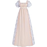 CR ROLECOS Regency Dress for Women Regency Empire Waist Costume Victorian Dresses Gown with Luxurious Satin