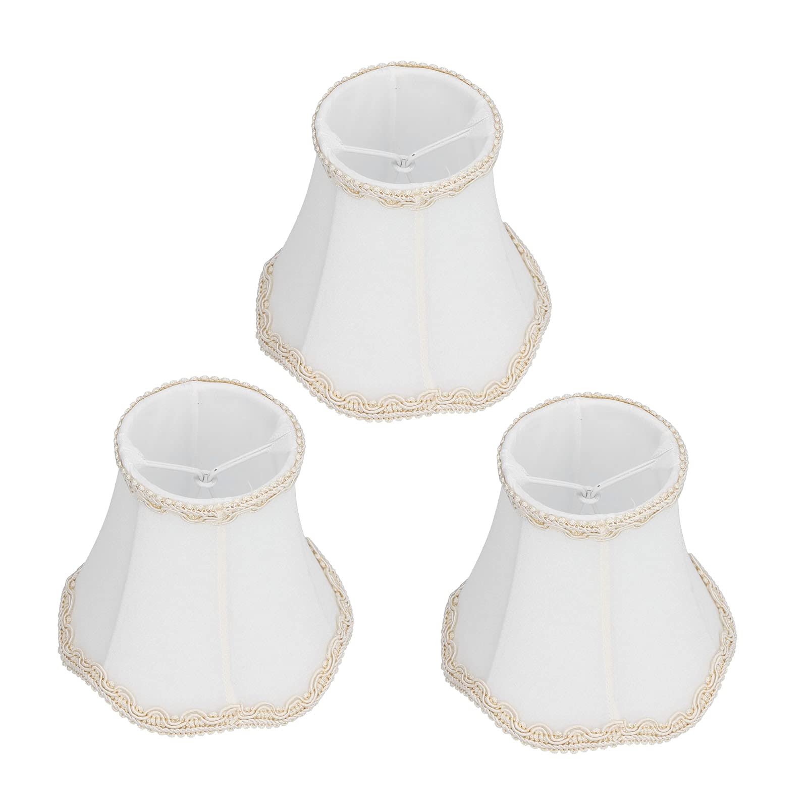 3Pcs E14 Lampshade, White Fabric Lamp Shade, Clip-On Wall Candle Lamp Shade for Chandelier Floor Light