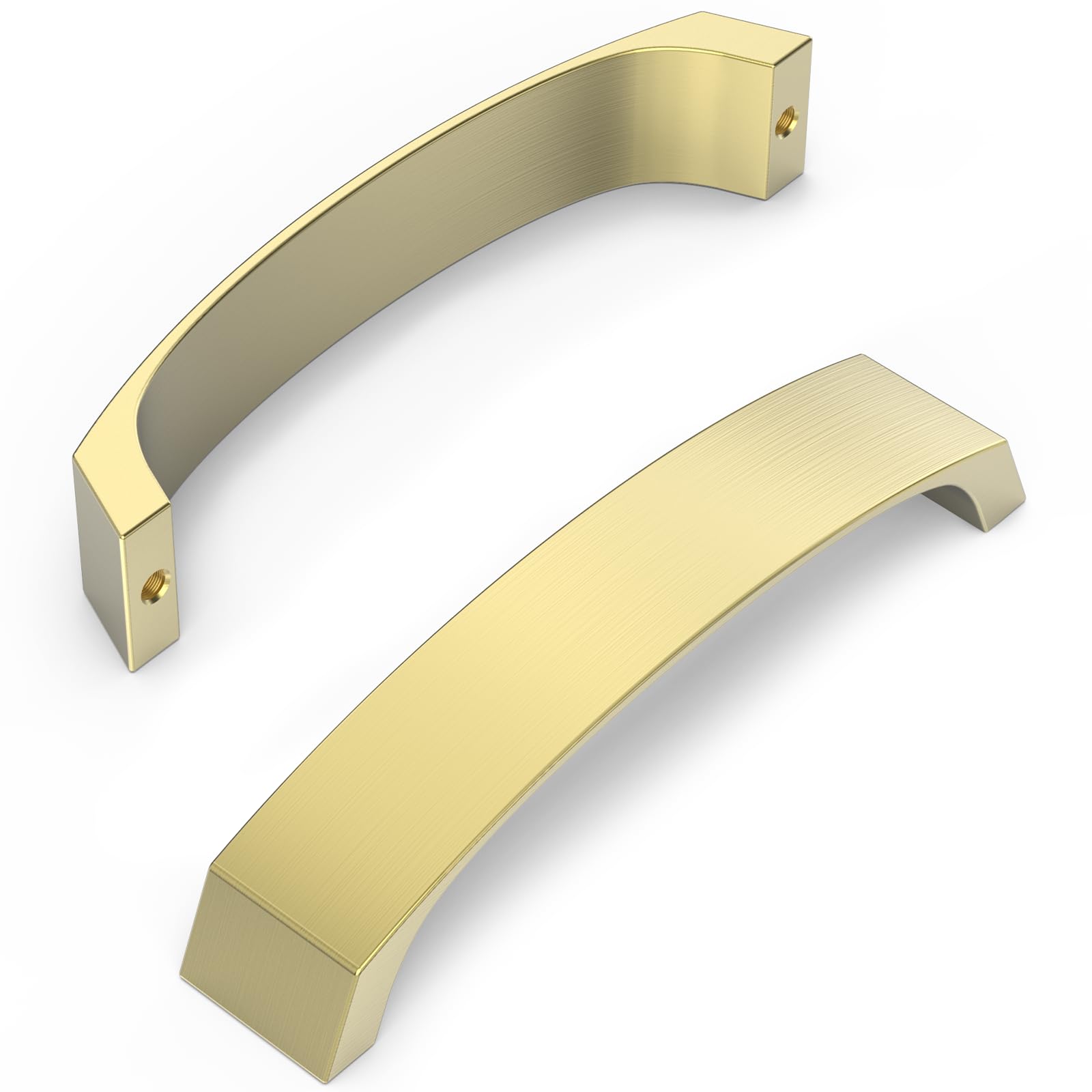 FURNIWARE Pack of 10 Brass Cabinet Handles, Cupboard Handles Drawer Pulls 128mm(5 Inch) Hole Center, Hardware Modern Kitchen Cabinet Door Handles, for Kitchen and Bathroom Cabinets Cupboard