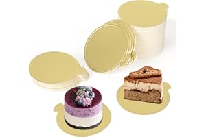100 Pack Round Gold Mini Cake Boards with Tabs - 3.5 Inch Disposable Cake Circles, Greaseproof Cardboard Dessert Base for Mou
