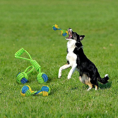 Illumifun Dog Chew Rope Toys Set, Pack of 3 PCS Cotton Puppy Pet Chew Toys Dental Teaser Kit for Small& Medium Dogs Interactive Play