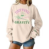 JINTING Musical Sweatshirt for Women - Defying Gravity Pink Green Musical Movie Fall Crew Neck Long Sleeve Pullover