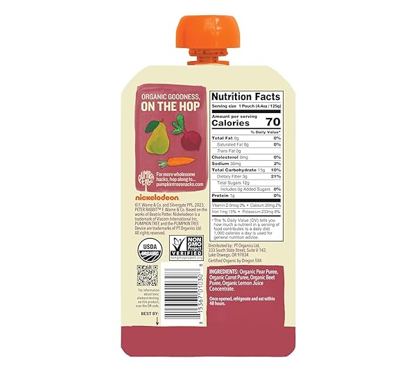 PETER RABBIT ORGANICS FRUIT & VEGETABLE VARIETY PACK – SQUEEZABLE SNACK POUCHES, 4 OZ. (PACK OF 36)